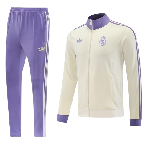 חליפת ריאל לבנה סגולה רוכסן מלא