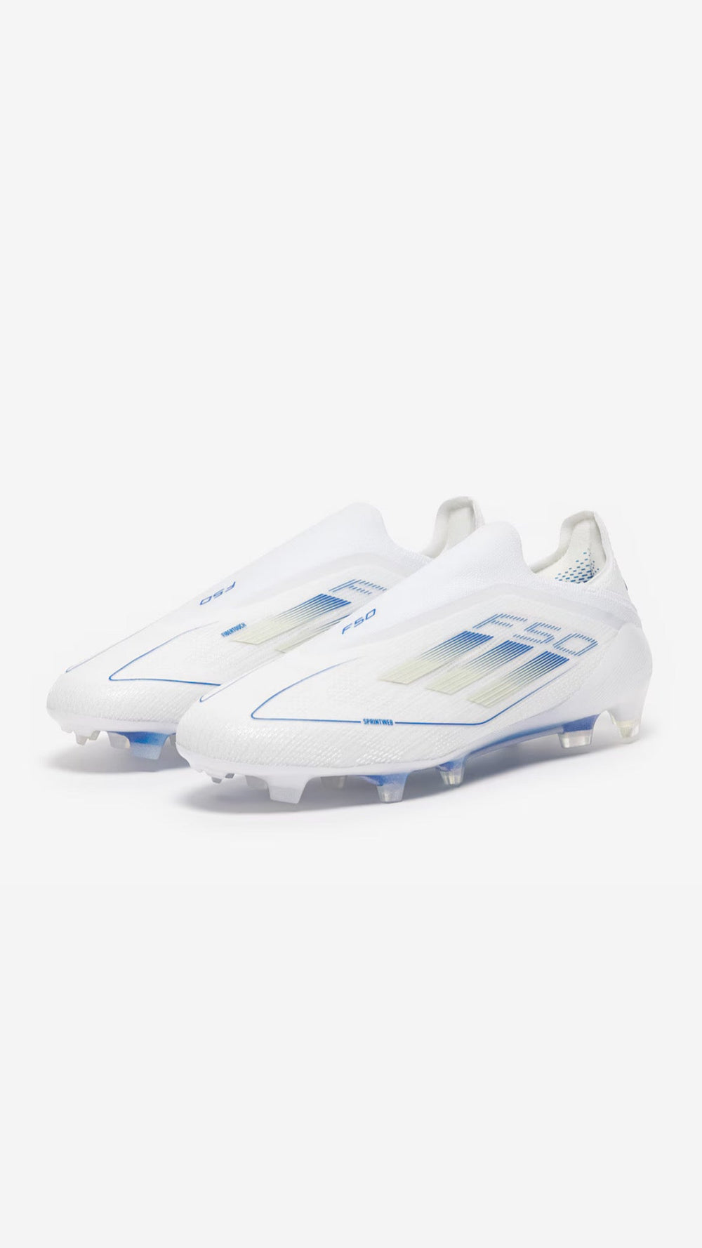 ADIDAS F50 ELITE FG LACLESS - WHITE BLUE