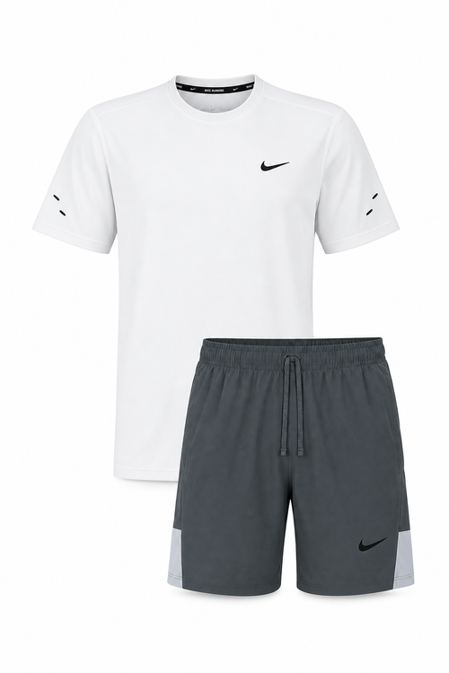 חליפת ספורט DRI-FIT עם כיסים נייקי לבן אפור כהה