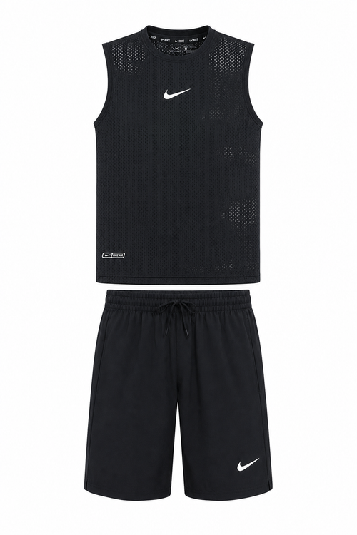 חליפת גופייה ספורט DRI-FIT עם כיסים נייקי שחורה
