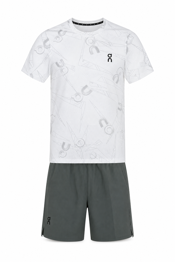 חליפת ספורט DRI-FIT עם כיסים ON-CLOUD לבן-אפור