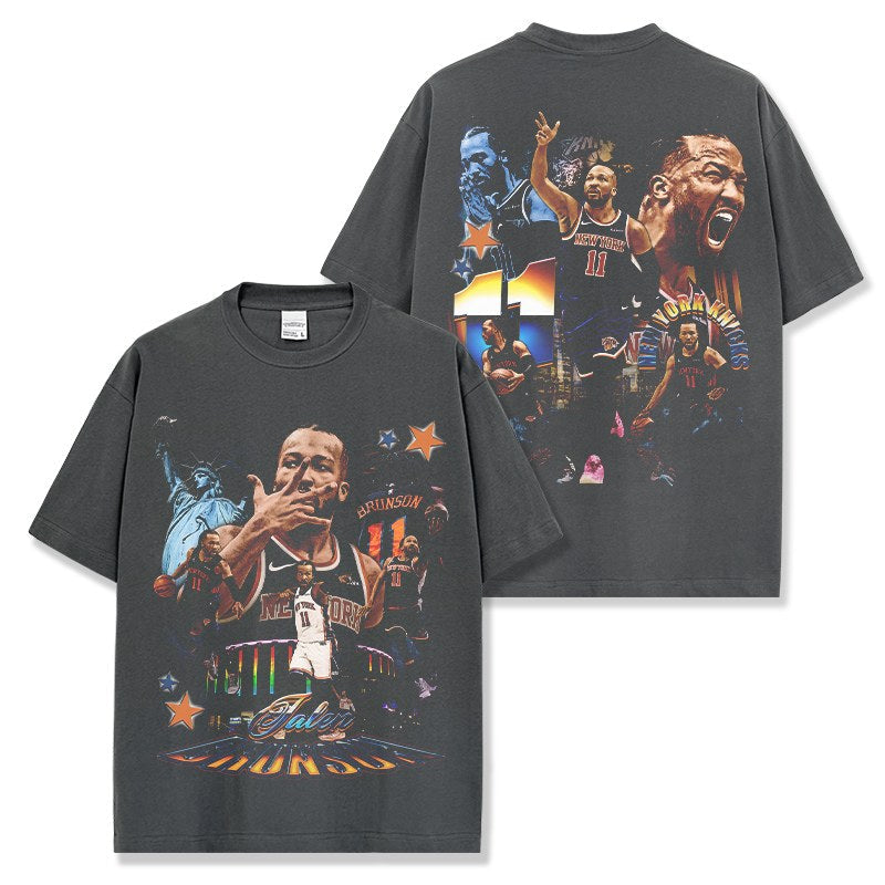 JALEN BRUNSON VINTAGE TEE · NOTHING BUT NET