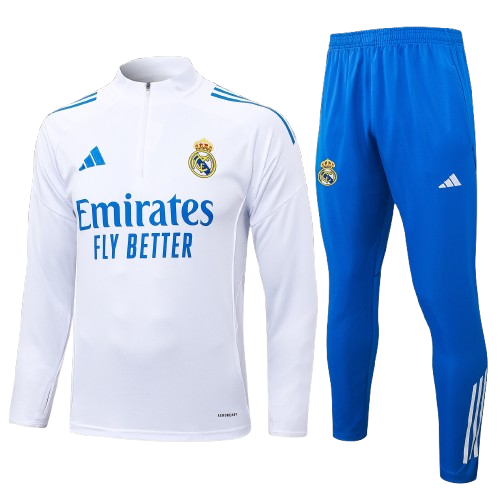 אימונית חצי רוכסן ריאל מדריד לבנה