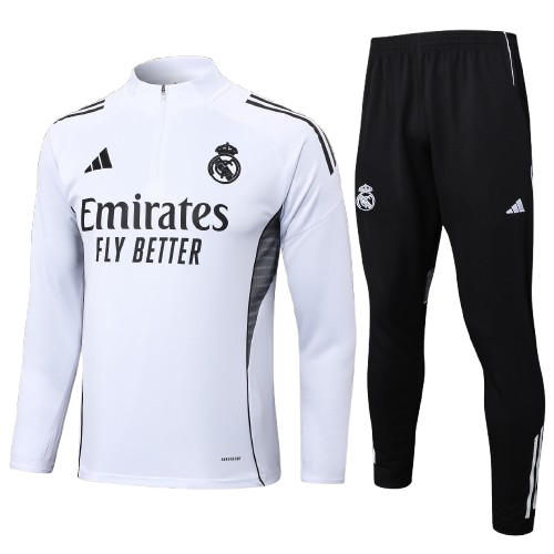 אימונית חצי רוכסן ריאל מדריד לבנה